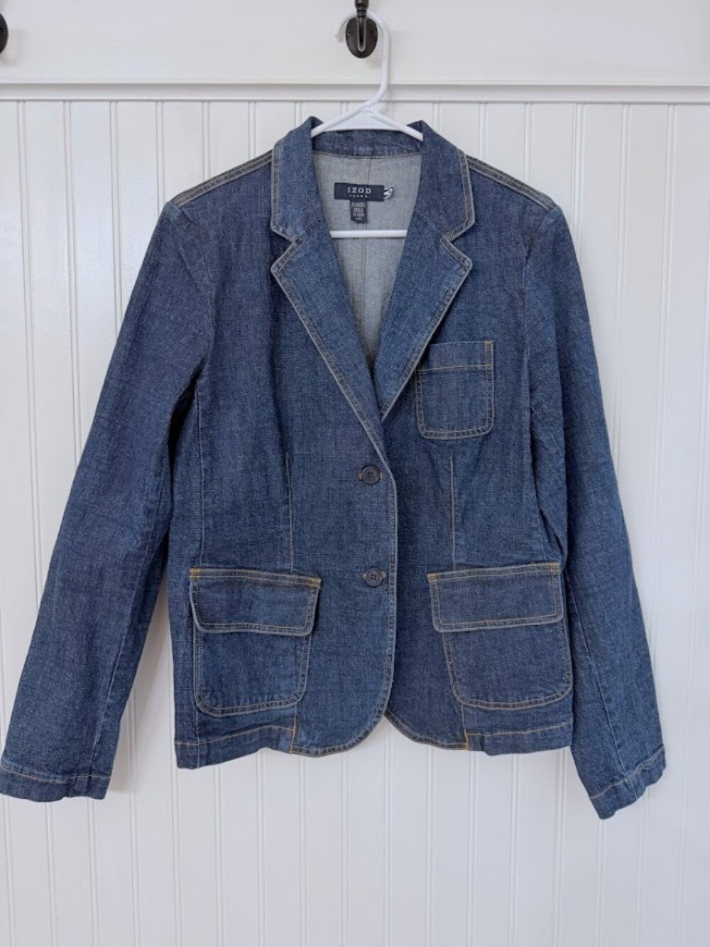 Vintage IZOD Denim Blazer Layering Piece Tailored Fit Medium